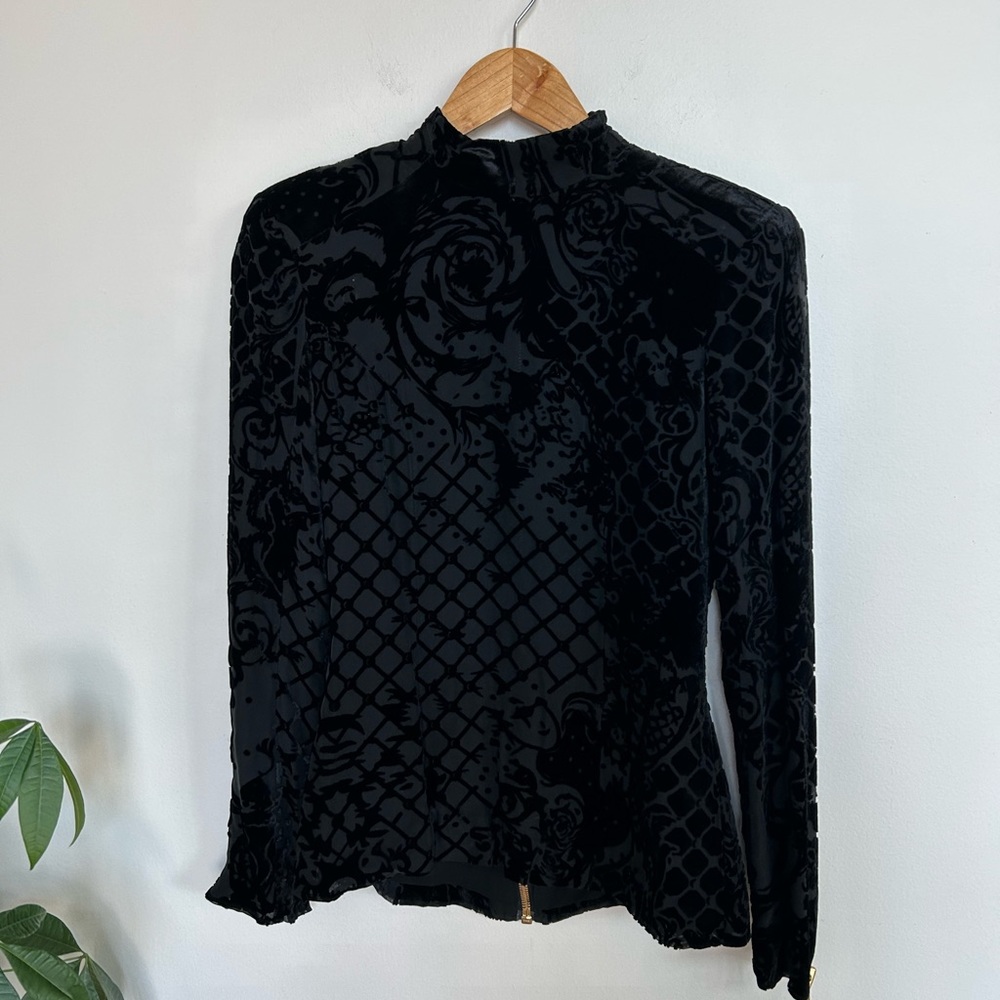 NWT Balmain x H&M Velvet Viscose Silk Long Sleeve Top Size EU34 Fits XS Size 2 - Picture 5 of 12